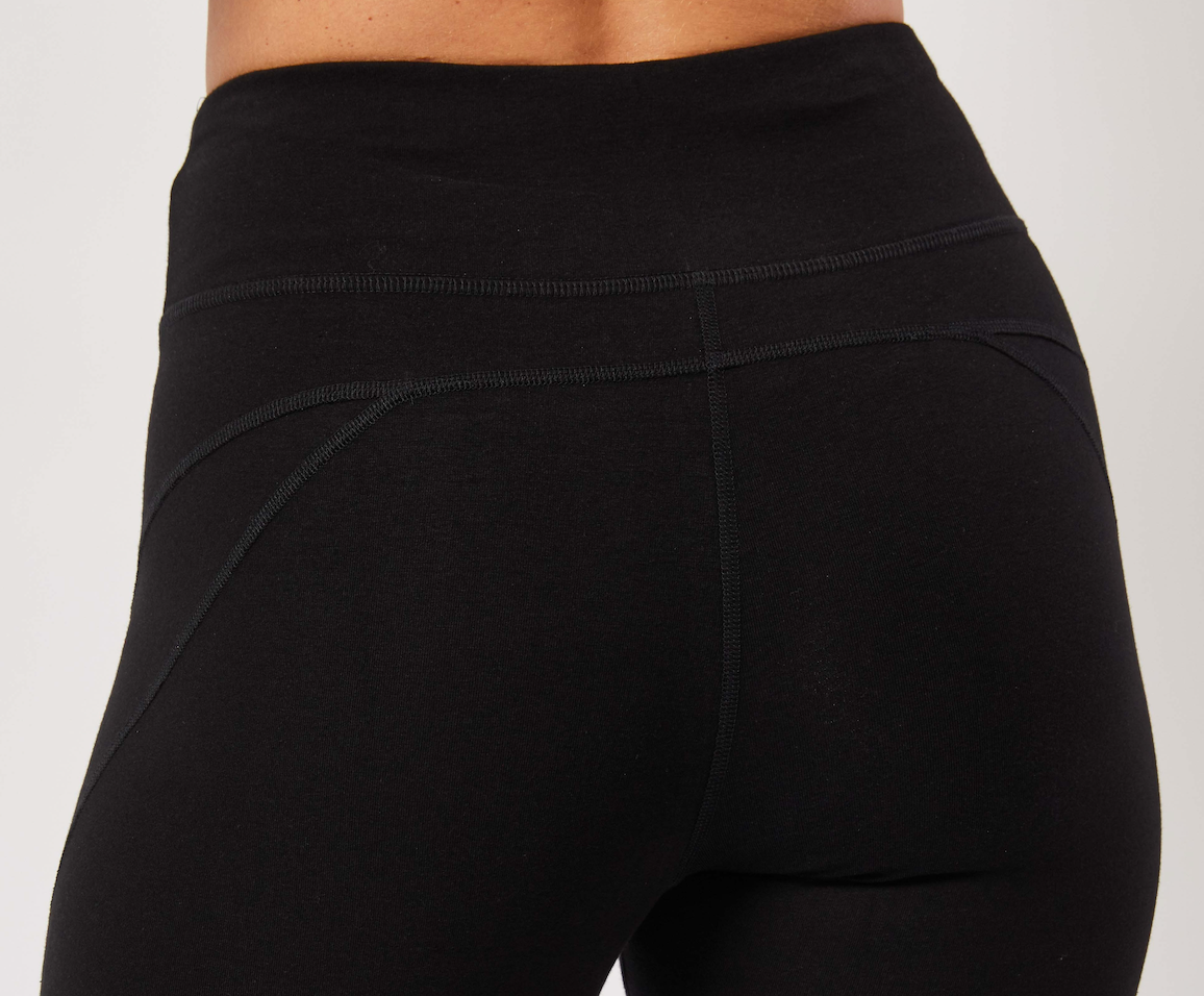Close up view of the cotton legging fabric made by Happy Healthy Fitness